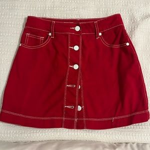 FOREVER 21 RED DENIM MINI SKIRT